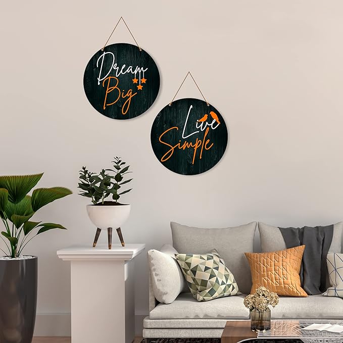 Artvibes Dream Big Live Simple Quote Wall Hanger for Home | Set of 2