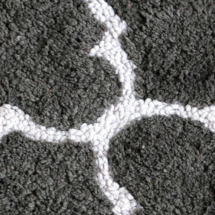 The Home Talk Cotton Bathmats Water Absorbent Runners Quatrefoil Design Rugs Floor Mats Dark Grey