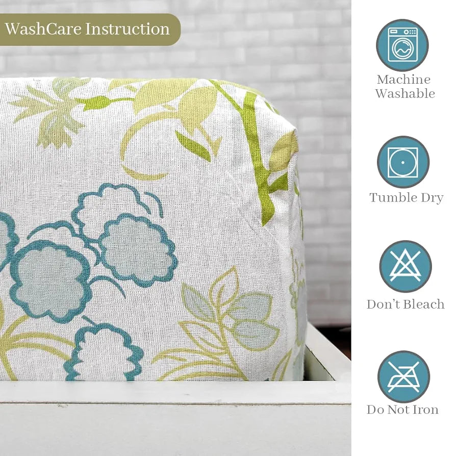 Divine Casa 144 TC 100% Cotton Floral Print Green Super Soft Bedsheet Elastic Fitted King Size Bed Colour Mineral Green