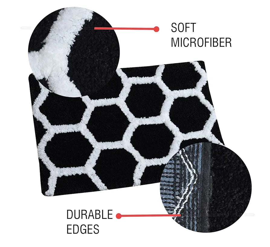 Aerohaven Abstract Modern Anti Slip Bathmat Black Colour Microfiber