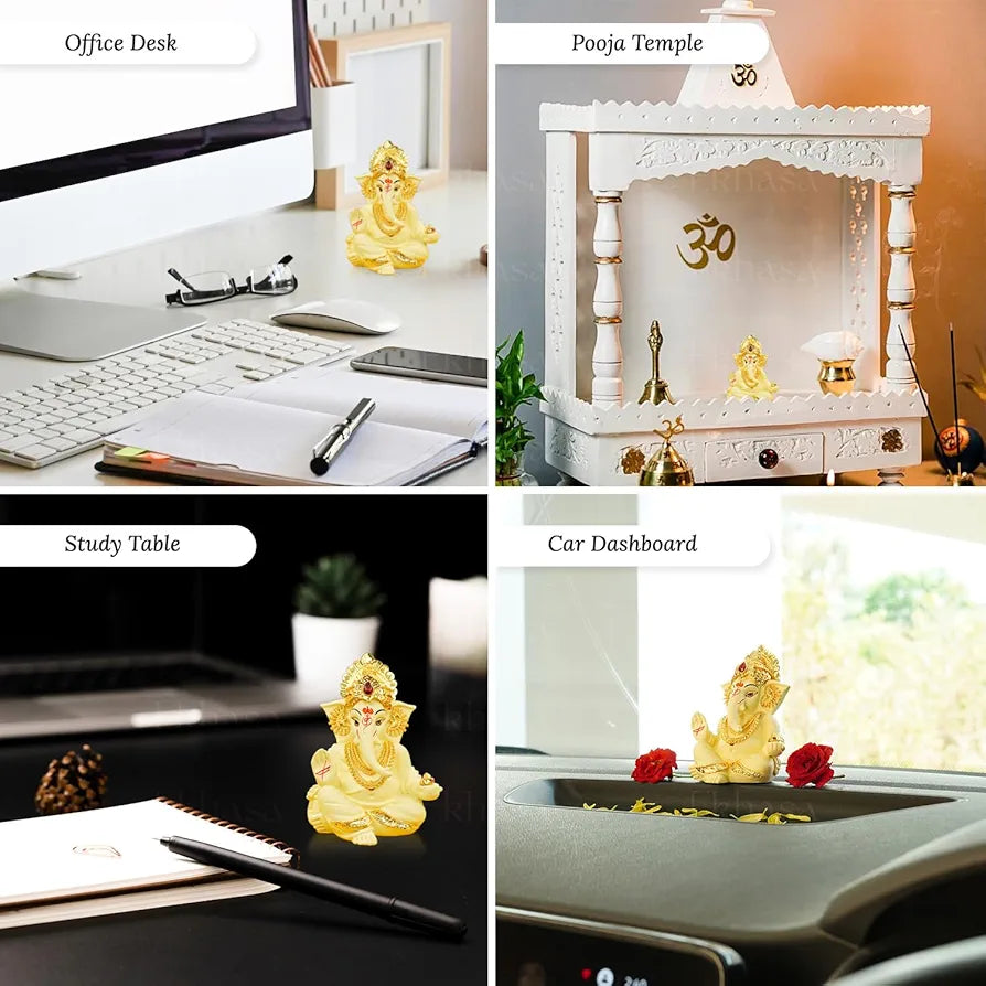 Ekhasa Ganesh Idol for Car Dashboard Ivory 1