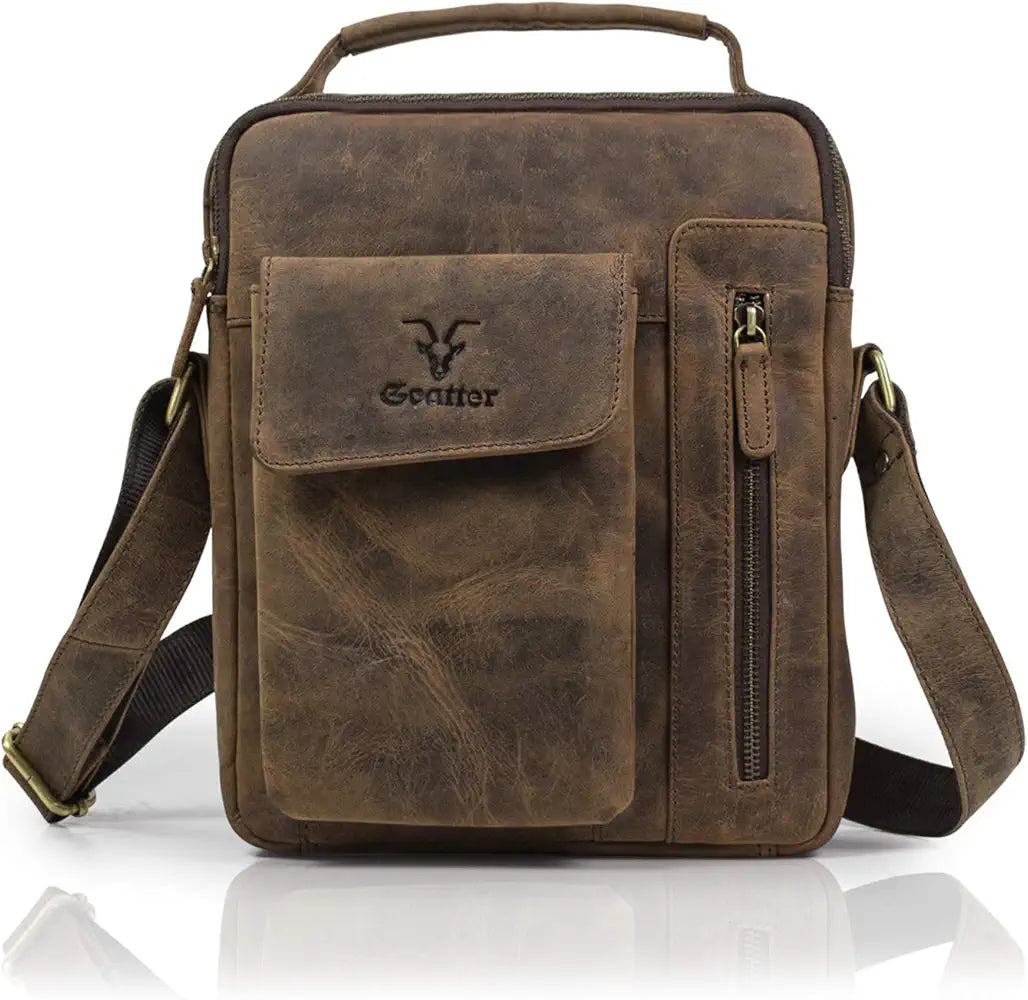 Goatter Hunter Leather 11”Inch Messenger Bag For Men  GTHT-08
