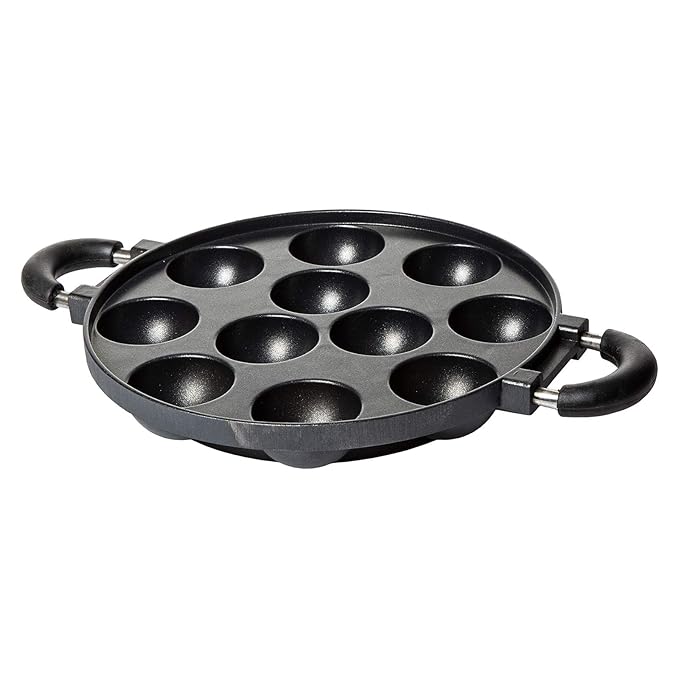 Pigeon By Stovekraft Wondercast Aluminium 11 Rounds Panniyarkal Pan (Black)