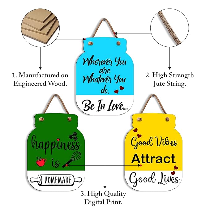 Sehaz Artworks Wall Decor for Living Room Wooden Wall Hangings for Home Good Vibes only