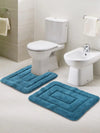 Saral Home Easy Living Cotton Anti Slip Rectangular Bathmat Set With Contour Colour Turq