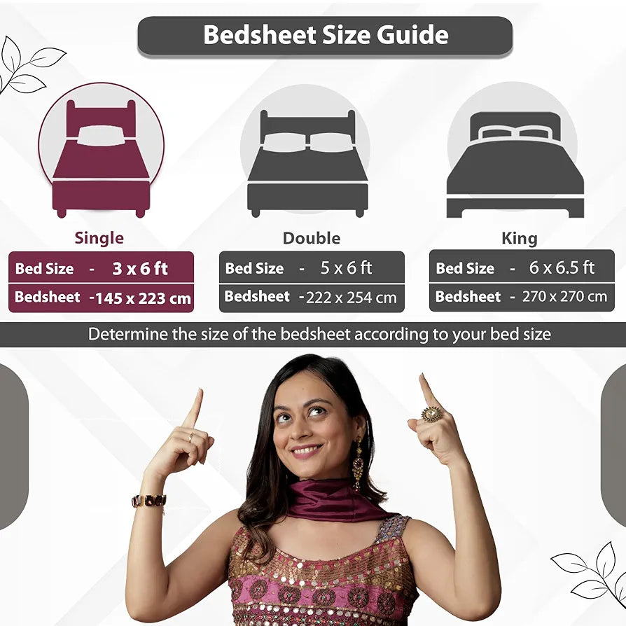 Divine Casa 144 TC 100% Cotton Bedsheet for Single Bed with 1 Pillow Cover Colour Soft Blue