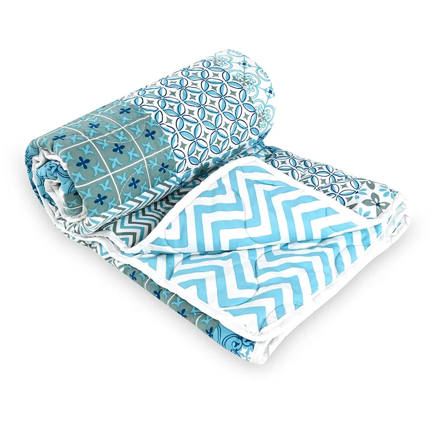 Divine Casa 120 GSM Microfiber Reversible Kids Single Bed Comforter Ultra-Soft Toddler Blanket Colour Aquarius Tile