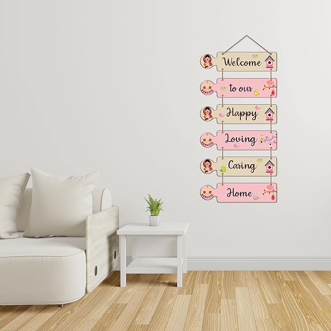 Artvibes Quotes Decorative Wall Art Mdf Wooden Wall Hanger for Living Room | Set of 6