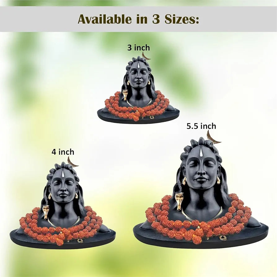 Jd Fresh 3 Inch Adiyogi Statue with Rudraksh Mala