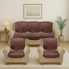 Cloth Fusion Italian Velvet Sofa Cover 5 Seater Set Perfect Floral Embossed Sofa Cover 3 Seater and 2 Seater Brown