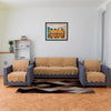 Kuber Industries 5-Seater Sofa Cover for Home Decor Self Ginger Sofa Cover Set Golden Colour