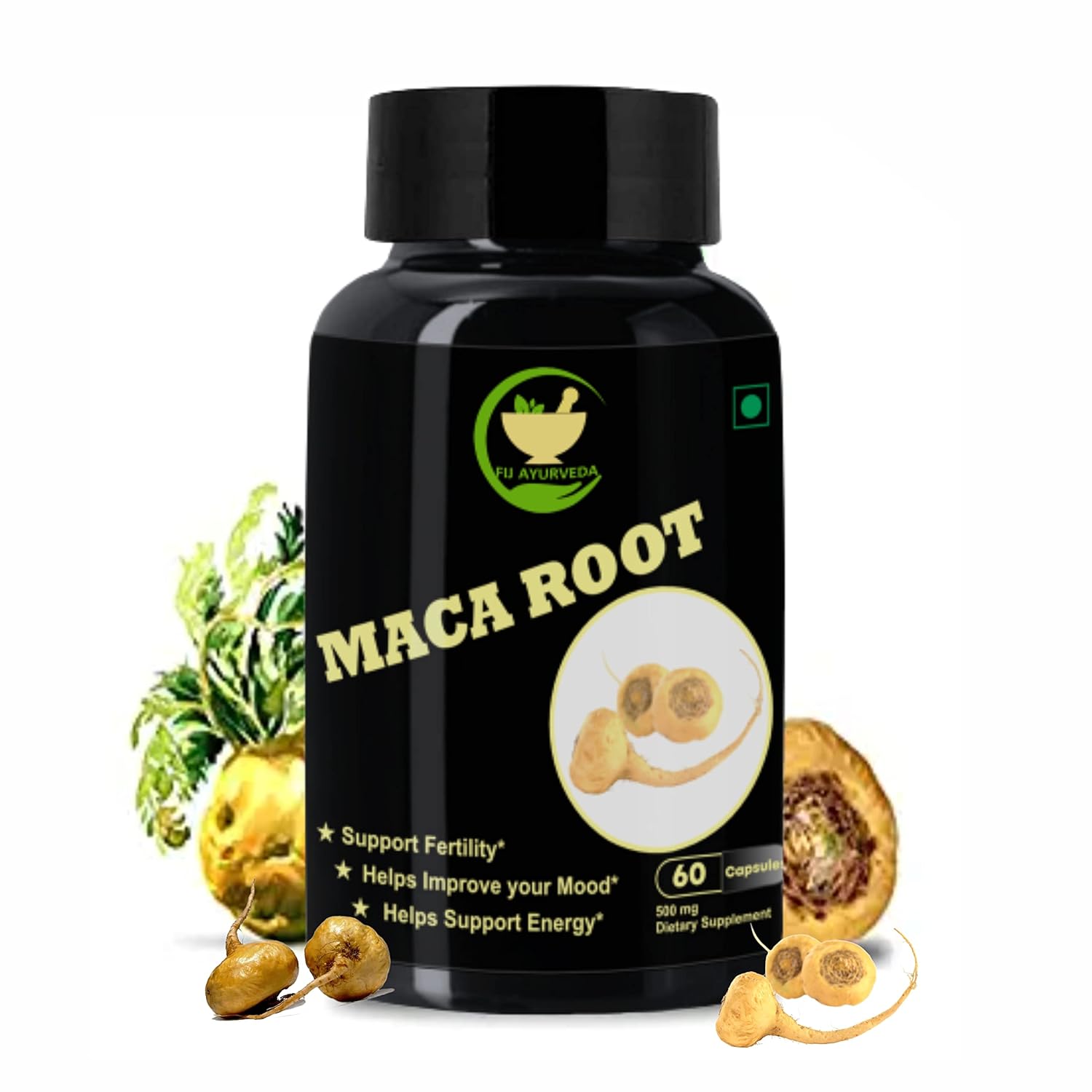 Fij Ayurveda Maca Root Extract Dietary Supplement For Men & Women - 60 Caps