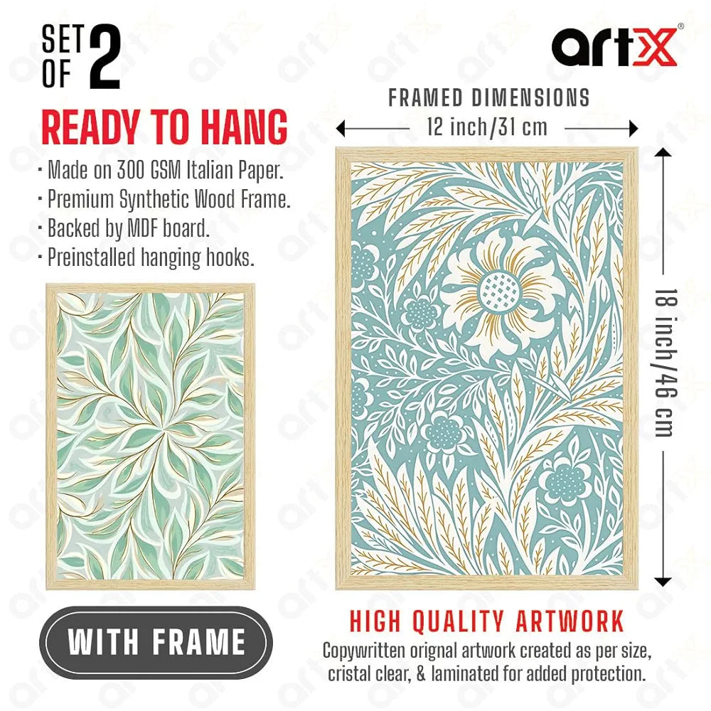 ArtX Paper Floral Art Paintings with Frame Flowers - 07 Set of 2