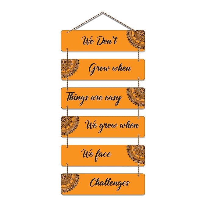Artvibes Decorative Wall Hanging Wooden Art Decoration Item for Living Room | Home Decor | Quotes Decor Item | Set of 6