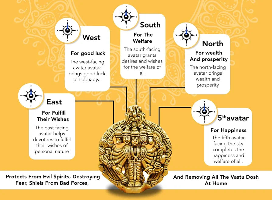 Ekhasa Pure Brass Panchmukhi Hanuman