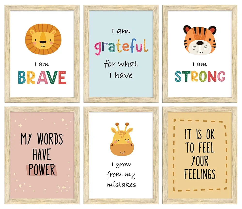 ArtX Paper Cartoon Animals Motivational-02 Quotes Wall Paintings Set of 6