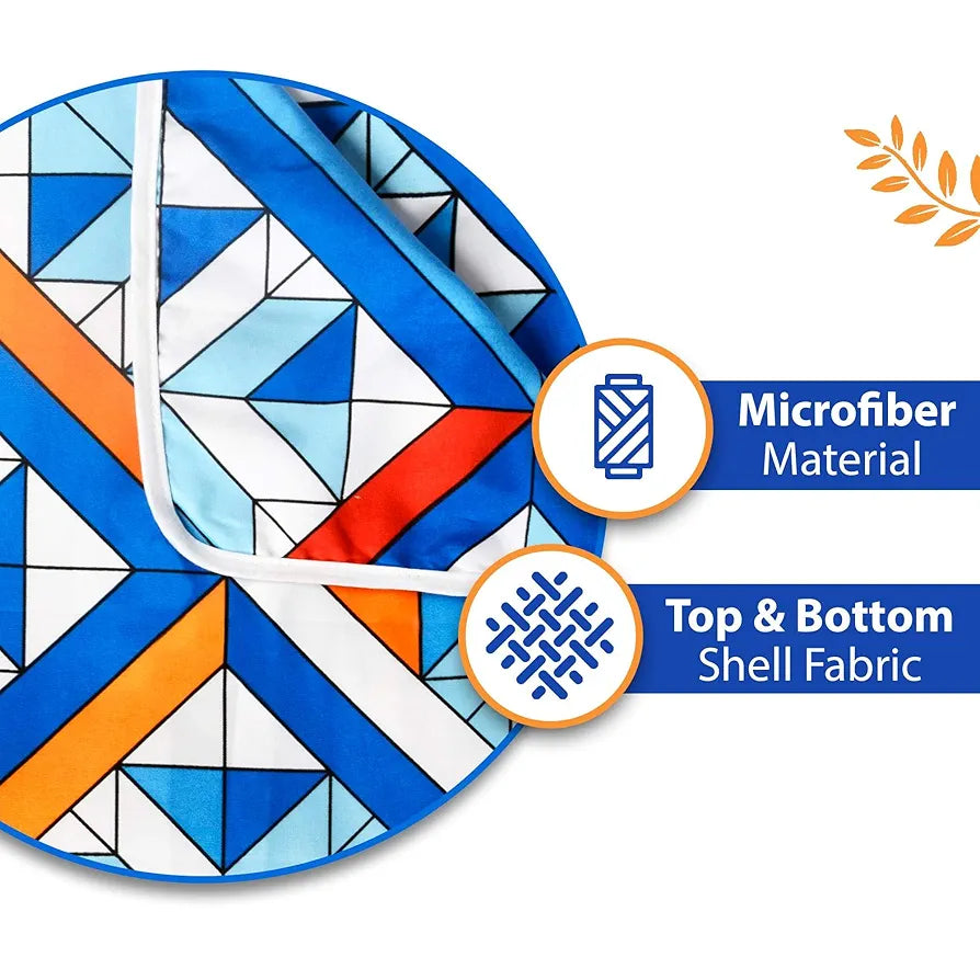 Divine Casa 120 GSM Microfiber Single Dohar Soft & Lightweight Throw Blanket Tessellate Pattern Colour Blue-Red & Orange