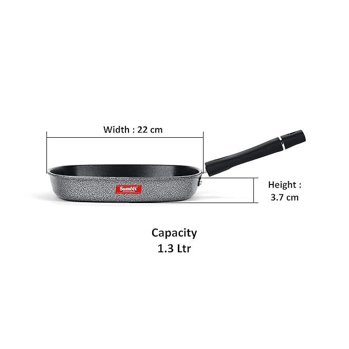 Sumeet 3.25mm Nonstick Grill Pan for sandwich Toast Gas Stovetop friendly 22cm (Black)