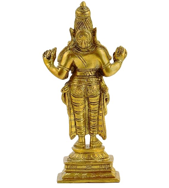The Advitya Brass Lord Dhanvantari Statue| Lord Vishnu/ God of Ayurveda/medicine Idol | Murti Dhanvantri Dev for Puja Temple Home Office
