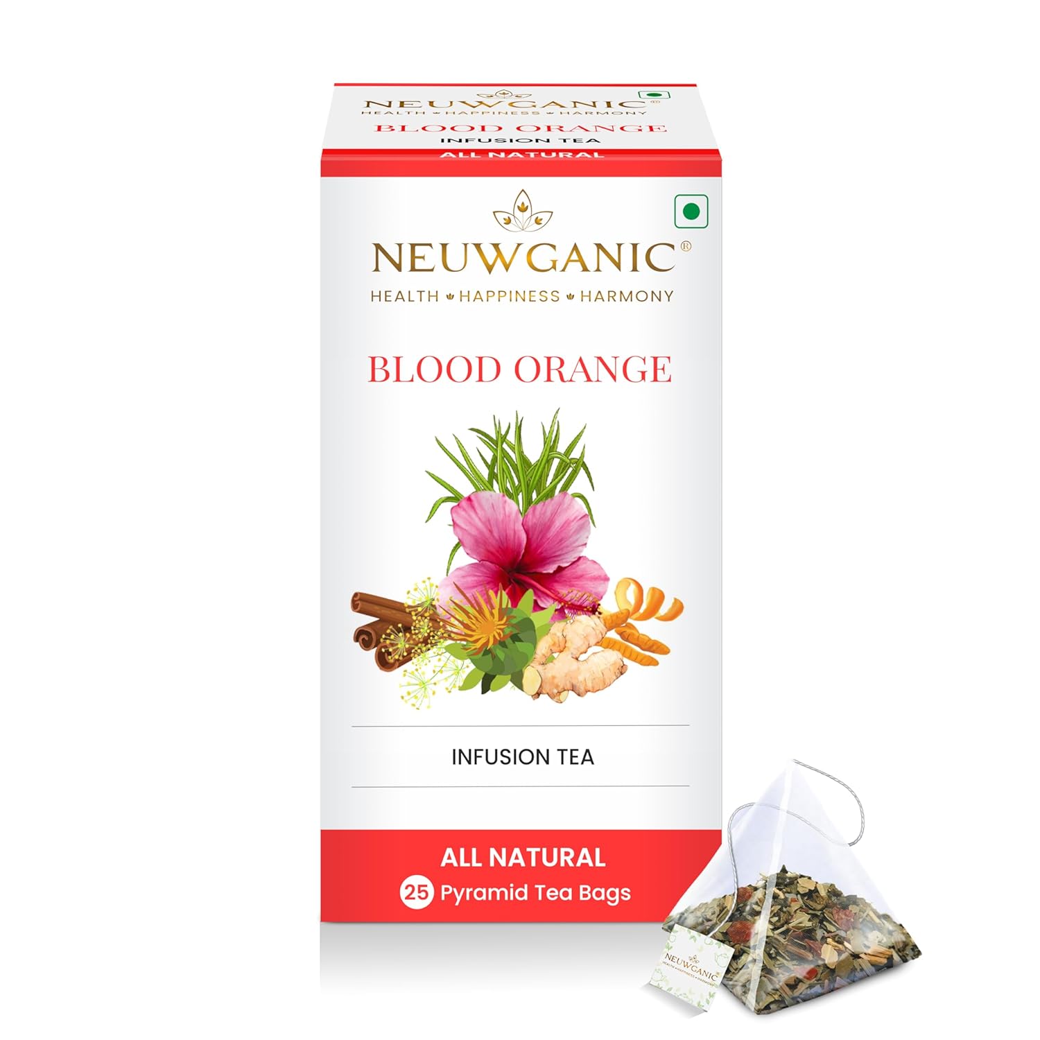 Neuwganic - Blood Orange Infusion Tea Bags - 25 Pyramid Tea Bags