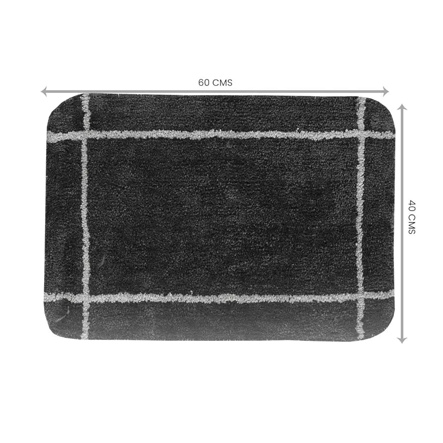 Sashaa World Microfiber Bathmat Colour Charcoal (Pack of 2)