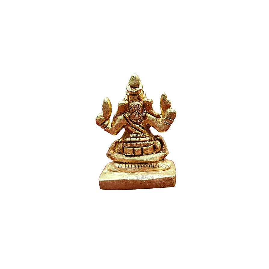 anciently Mini Left Trunk Ganesha Brass Idol | Ganesh Chaturthi Gifts | Mini Ganesha Idol for Car Dashboard Brass, 4CM Height, Gold Colour - 