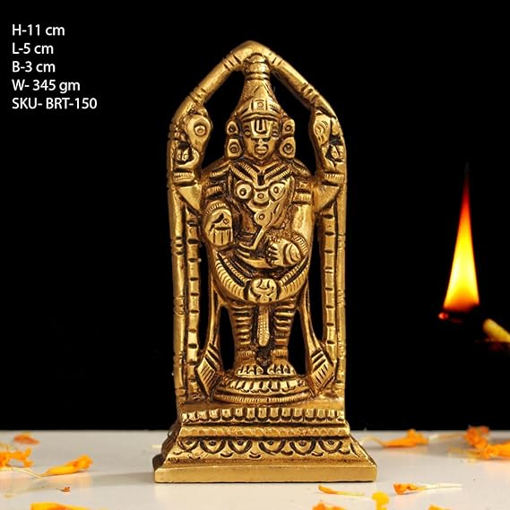 Indicast Brass Tirupati Balaji Idol Murti of Shree Venkateswara Sculpture for Home Decor - Height 11 Cms