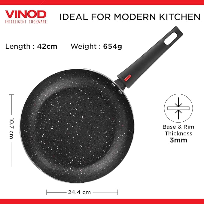 Vinod Popular Non Stick Frypan 24cm With Sturdy Riveted and Bakelite Handle Non Toxic