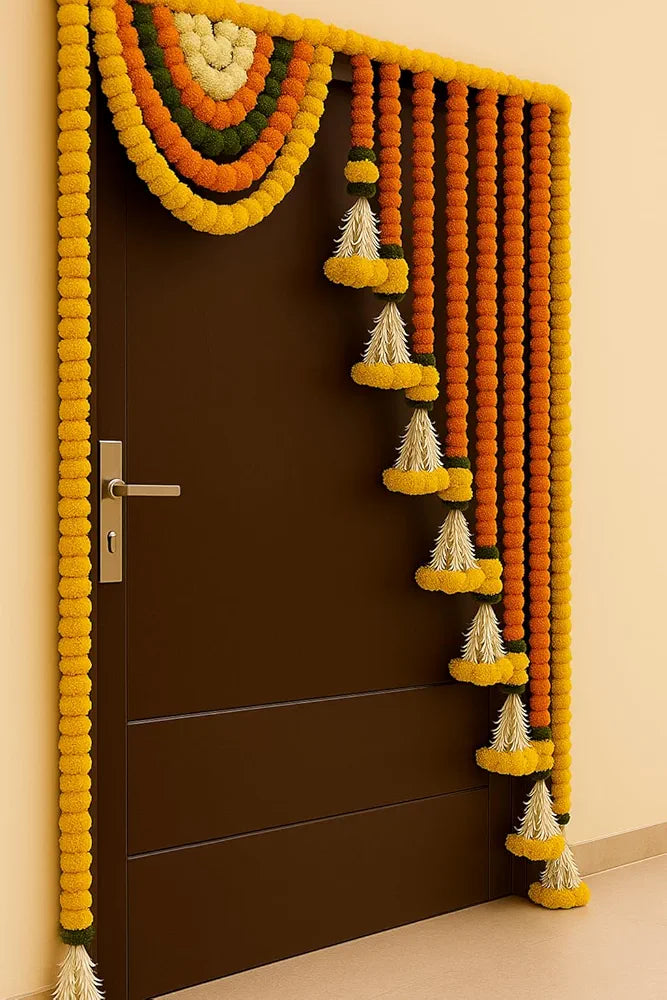 Artificial Marigold Flower Full Door Decoration 38 inches