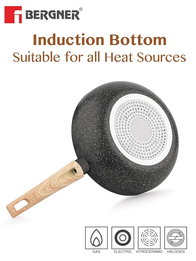 Bergner Earth Black Non-stick 24cm Wok | 3 Litres Wok