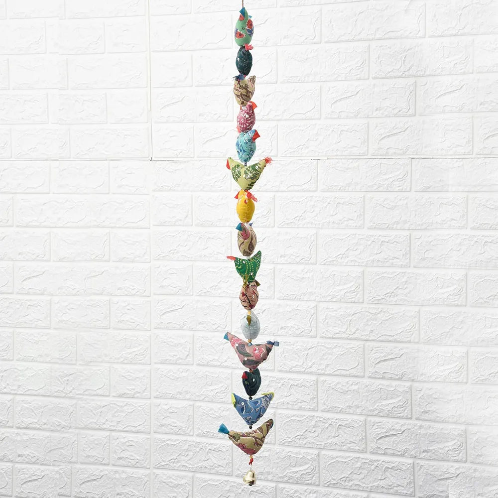 Kuber Industries Rajasthani Traditional Windchimes 15 Hanging Birds with Bell