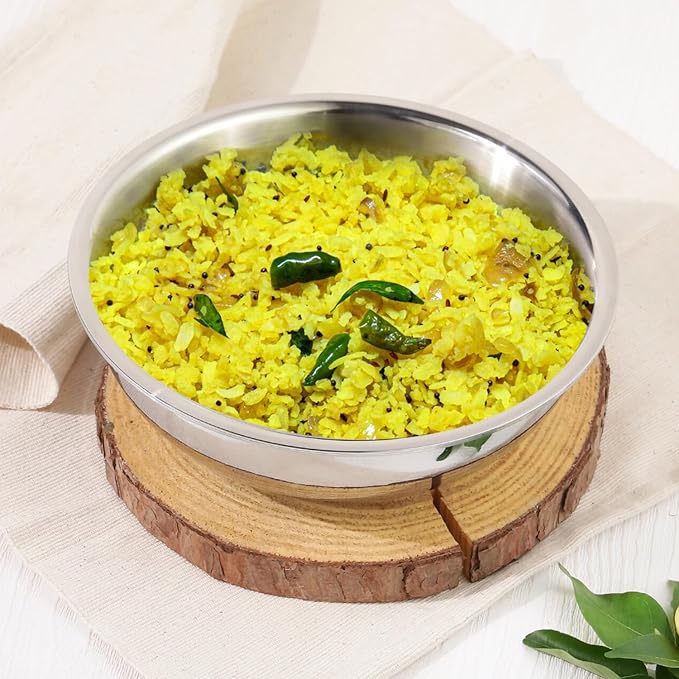 Vinod Platinum Triply Stainless Steel Tasla - 2.5 Litre (24 cm) | 2.5 mm Thick | Steel Tasra Kadai/Kadhai