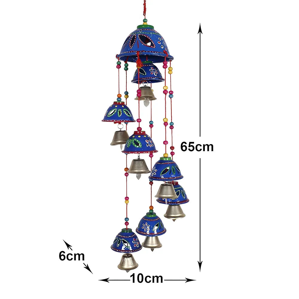 Kuber Industries Plastic Rajasthani Design Handcrafted Hanging Windchimes Latkan 8 Bells-1 Pcs