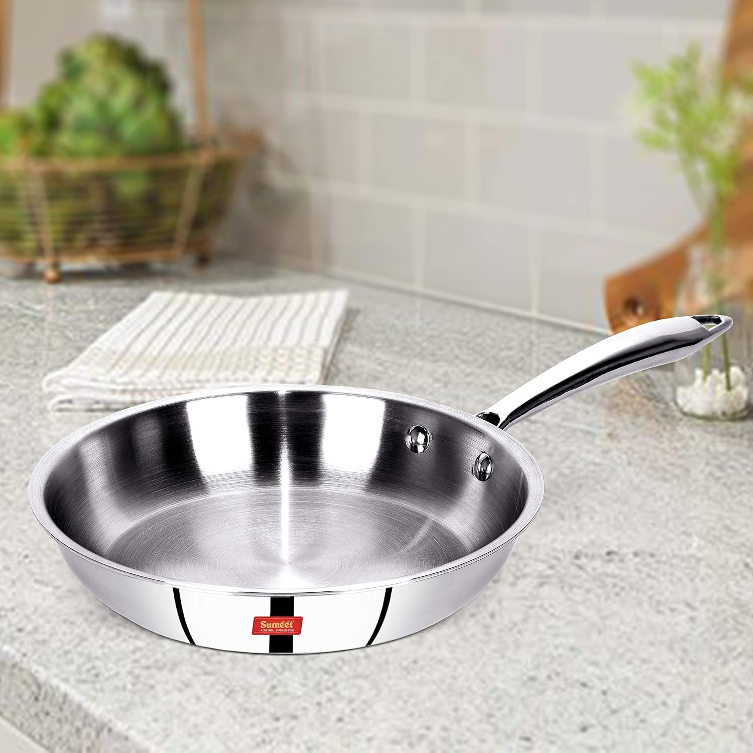 Sumeet Cook Smart TriPly Steel-Aluminium-Steel 3 Layers Fry Pan 1.4 Ltr 22Cm