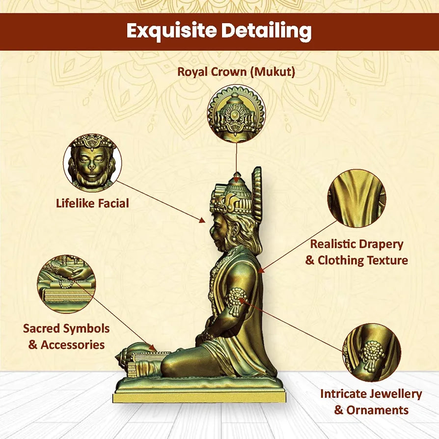 Jd Fresh 4.5 Inch Bajrangbali Statue with Gada - Bronze