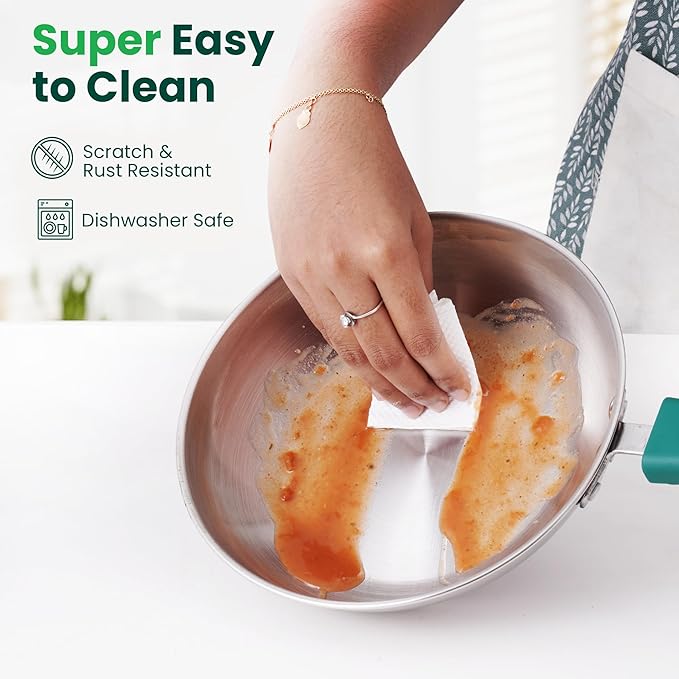 The Indus Valley Stainless Steel Sandwich Bottom Fry Pan with Steel Lid