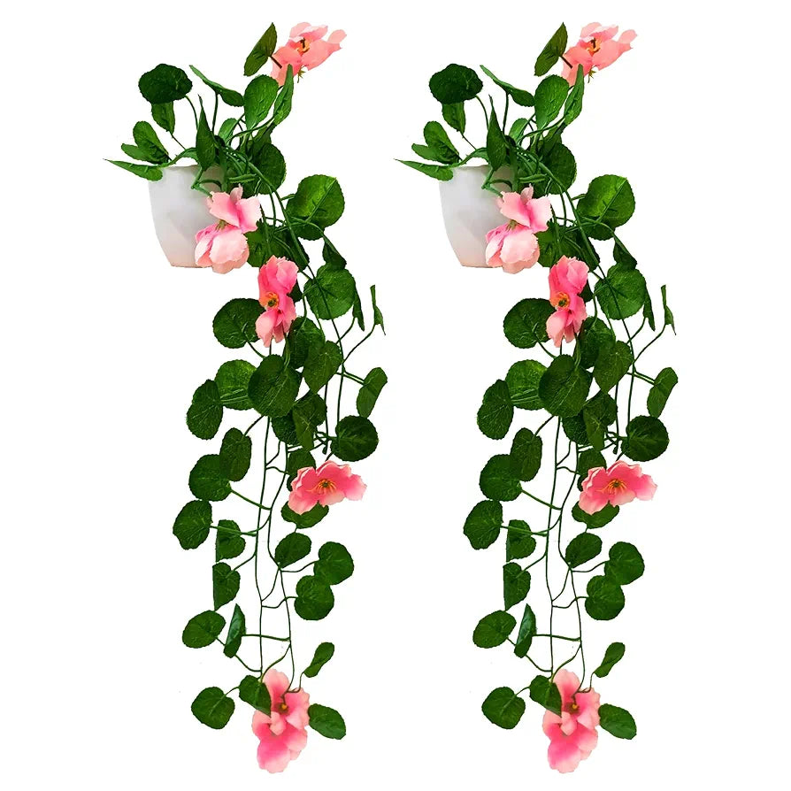 Artificial Flower Vine Plants Falling with Small Size Pot Natural Touch Pack of 2 DESIGN-07