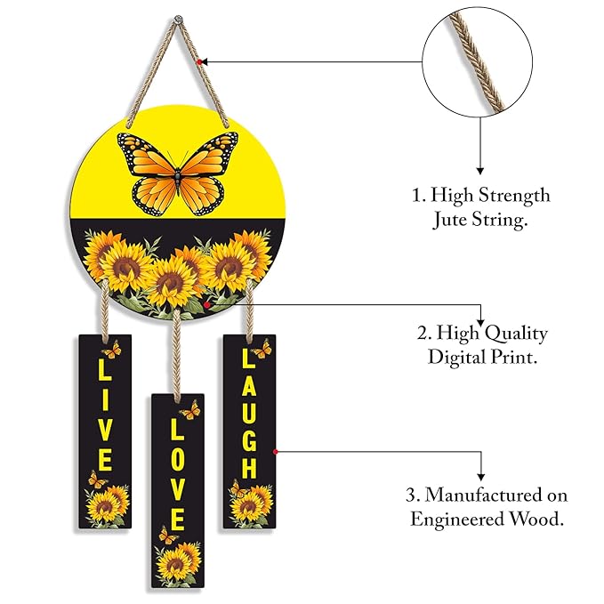 Sehaz Artworks Home Decor Items for Living Room Wooden Wall Hangings for Home Live Love Laugh