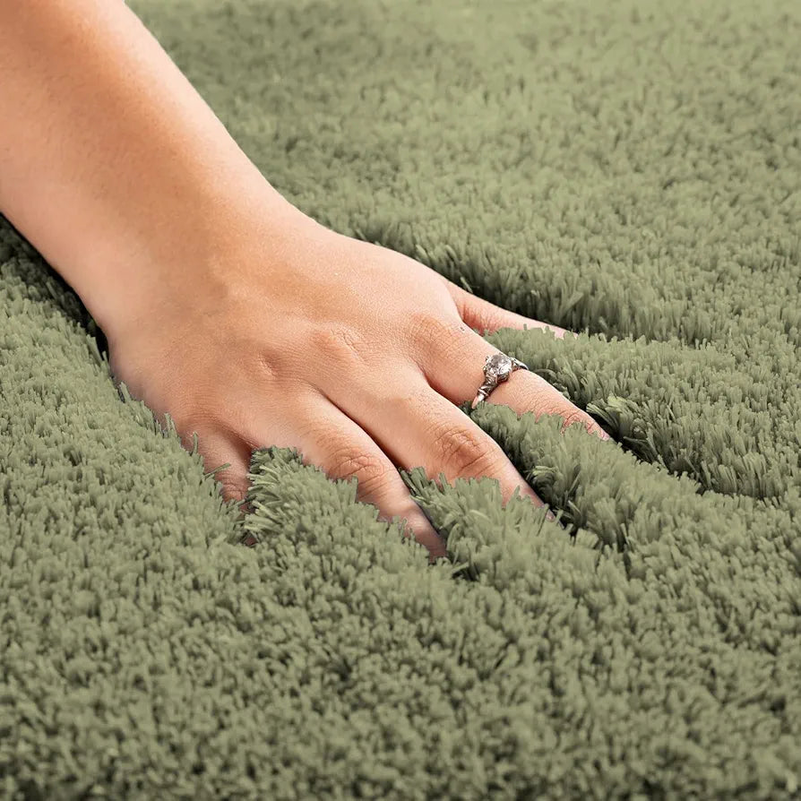 Luxe Home International Microfiber Bath Mat Super Soft Non Slip Vegas Rectangular Mats 45x75 cm Colour Green