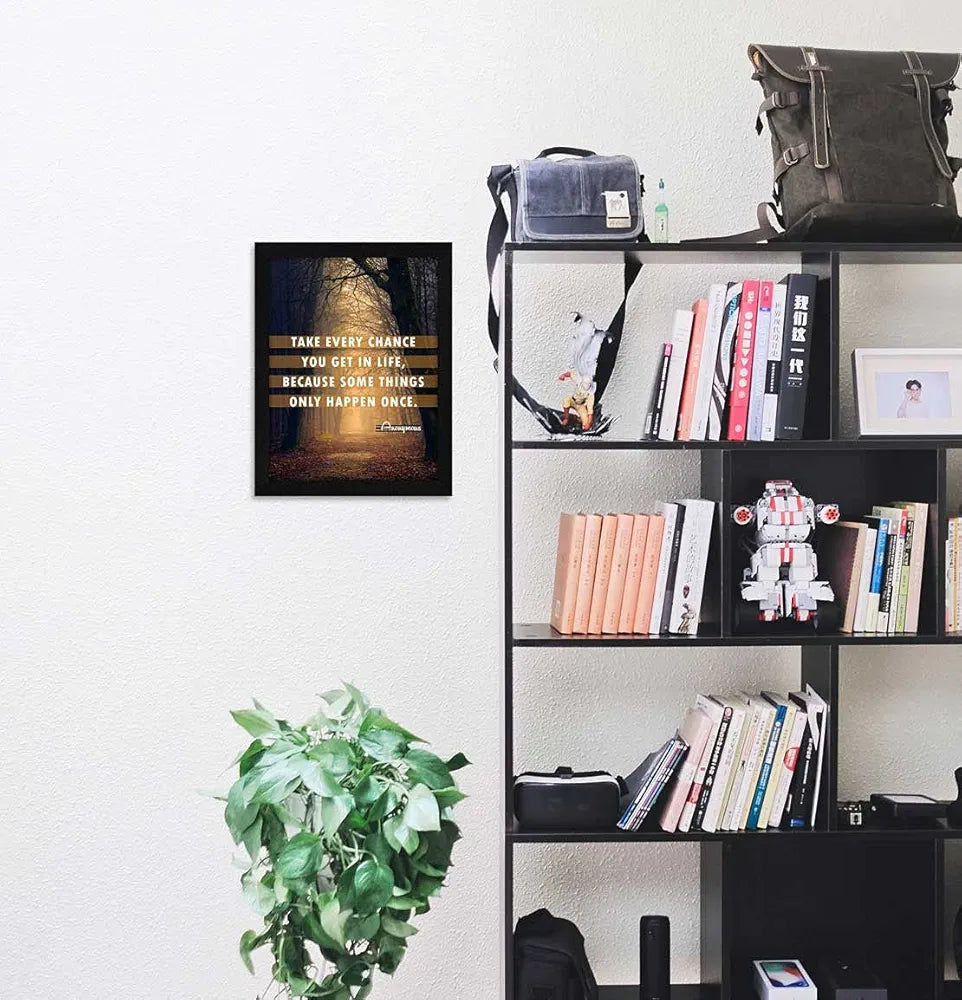 ArtX Motivational Inspirational Quotes Take Every Chance Framed Wall Art Painting