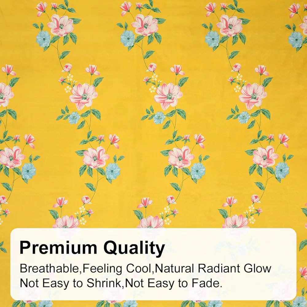 Fresh From Loom Hypoallergenic King Size Floral Print Bedsheet Set 240 TC Includes 2 Pillow Covers Daisy-Yellow