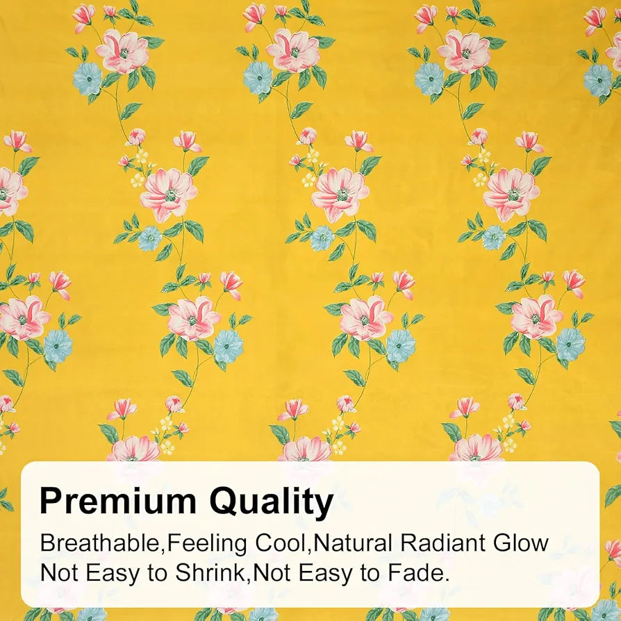 Fresh From Loom Hypoallergenic King Size Floral Print Microfiber Bedsheet Set 240 TC Includes 2 Pillow Covers Daisy-Yellow