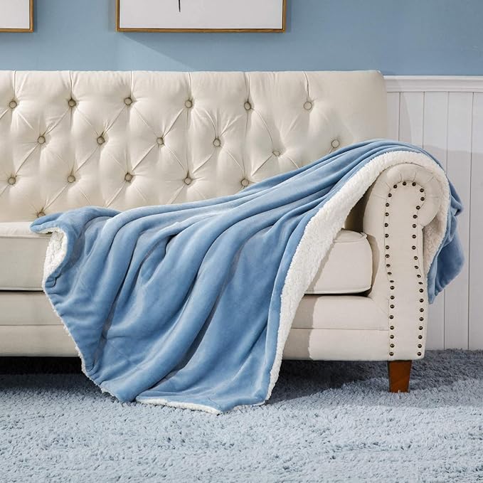 Bsb Home Polyester Micromink Warm Sherpa Super Soft Flannel Solid/plain Blanket 150 x 230 Cms (Approx 4.7 x 7 ft, Single)