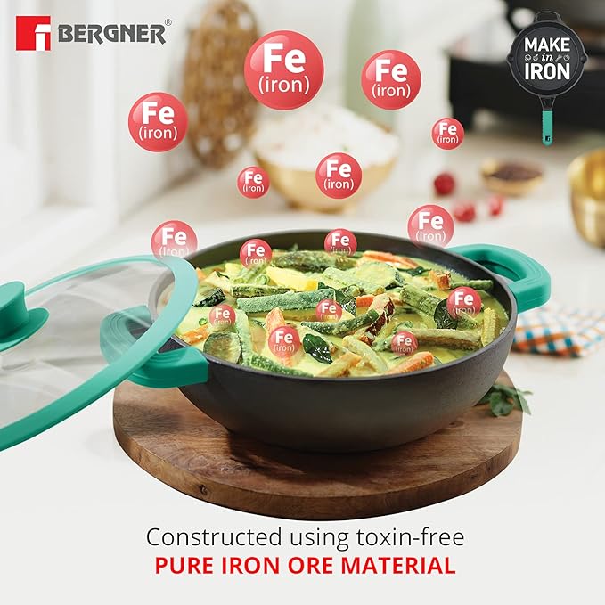 Bergner Elements Cast Iron 27 Cm | 3.8 Litres Kadai