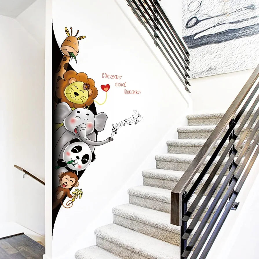 Jaamso Royals Animal Black Holewall Stickers for Kid Wall Stickers for Kids Room Animal Black Hole Aisle Porch Wallsticker