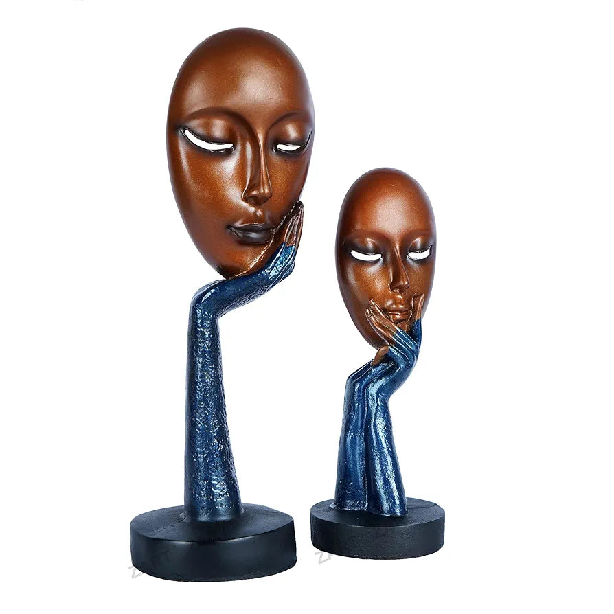 Zart New Brown Lady Face Handmade Showpiece