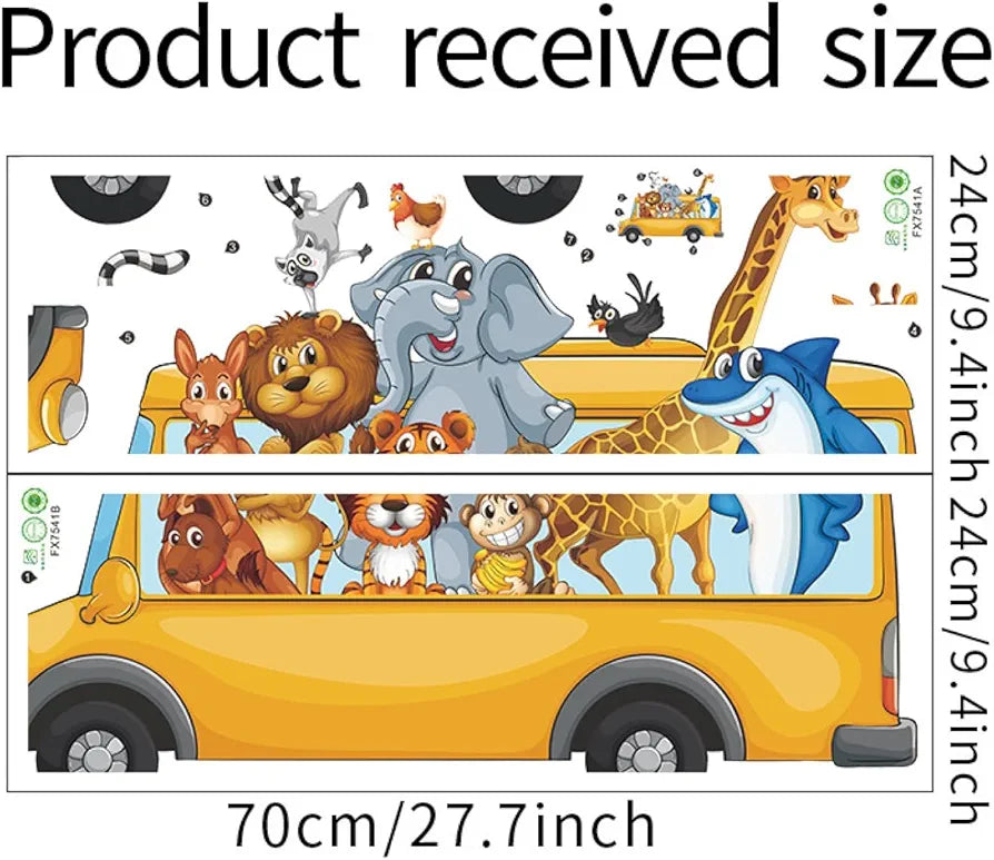 Jaamso Royals Bus Animals Pvc Vinyl Wall Sticker for Home Decor