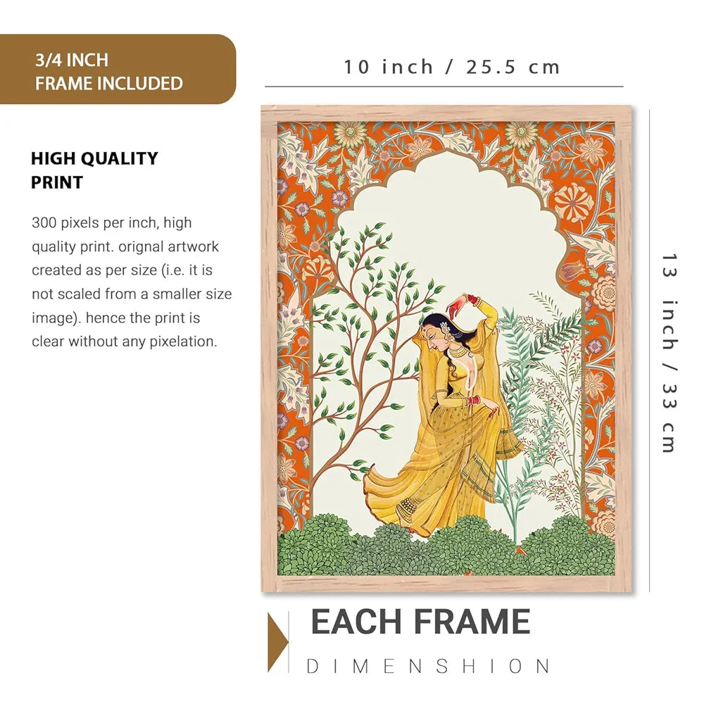 Kotart Traditional Indian Wall Art Madhubani Paintings for Living Room Pichwai Art Painting set of 6 E