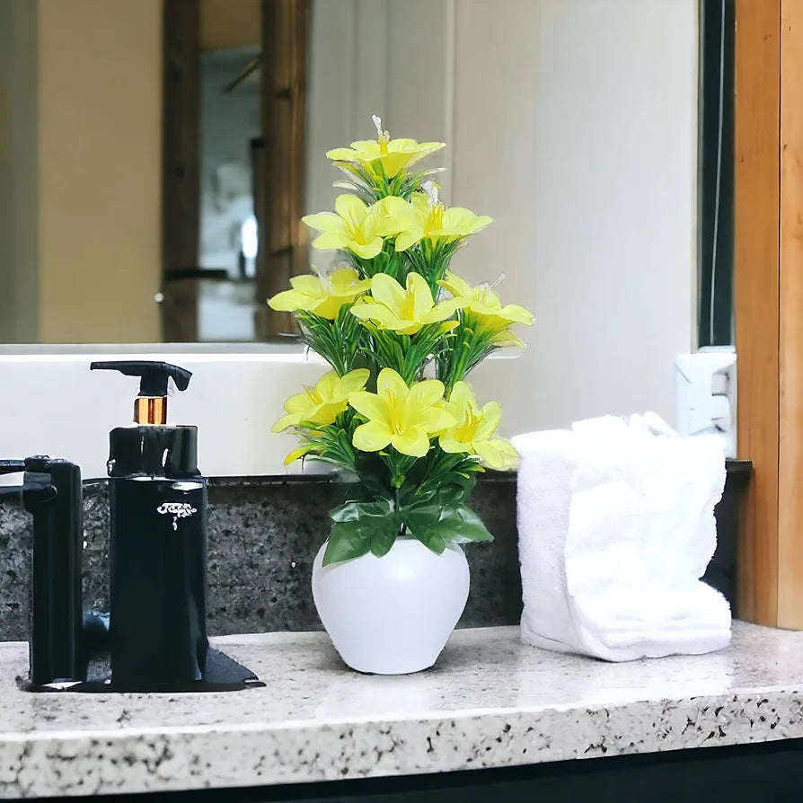 Artificial Plants for Home Decor Showcase decoation Plants Flowers with Pot Fake Plant Yellow