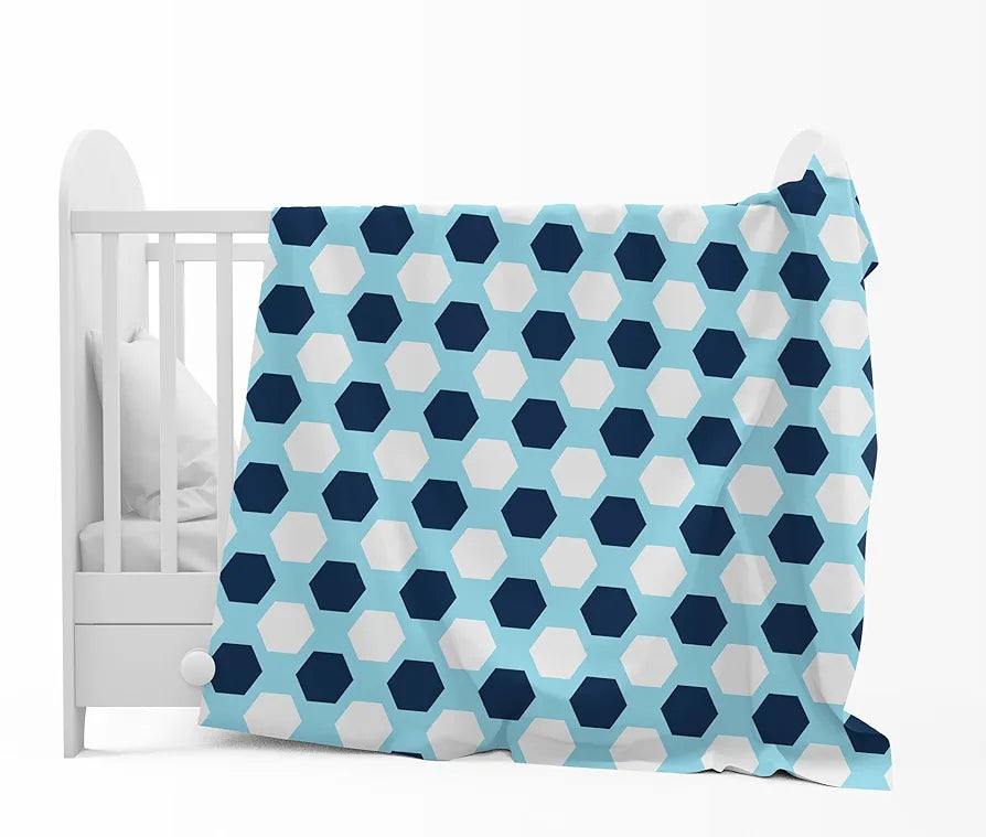 Divine Casa 120 GSM Microfiber Single Kids Dohar Soft & Lightweight Throw Blanket Hexagonal Pattern Colour Legion Blue